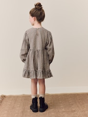 Neutral Gingham Tiered Dress (3-16yrs) - Image 6 of 8