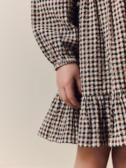 Neutral Gingham Tiered Dress (3-16yrs) - Image 8 of 8