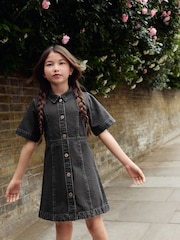 Black Denim Fitted Dress (3-16yrs) - Image 2 of 9
