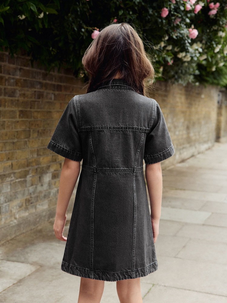 Buy Black Denim Fitted Dress (3-16yrs) from Next Luxembourg