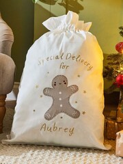 Personalised Gingerbread Canvas Christmas Gift Sack by My 1st Years - Image 1 of 4