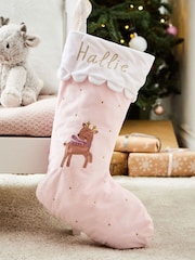 Personalised Pink Christmas Reindeer Stockings by My 1st Years - Image 1 of 4