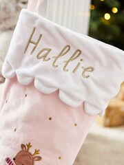 Personalised Pink Christmas Reindeer Stockings by My 1st Years - Image 2 of 4