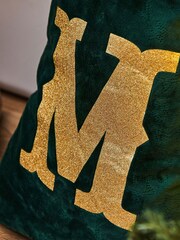 Personalised Initial Green Velvet Christmas Gift Sack by My 1st Years - Image 3 of 4