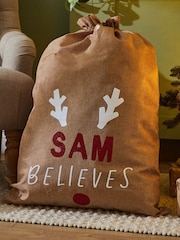 Personalised Believes Hessian Christmas Gift Sack by My 1st Years - Image 1 of 4