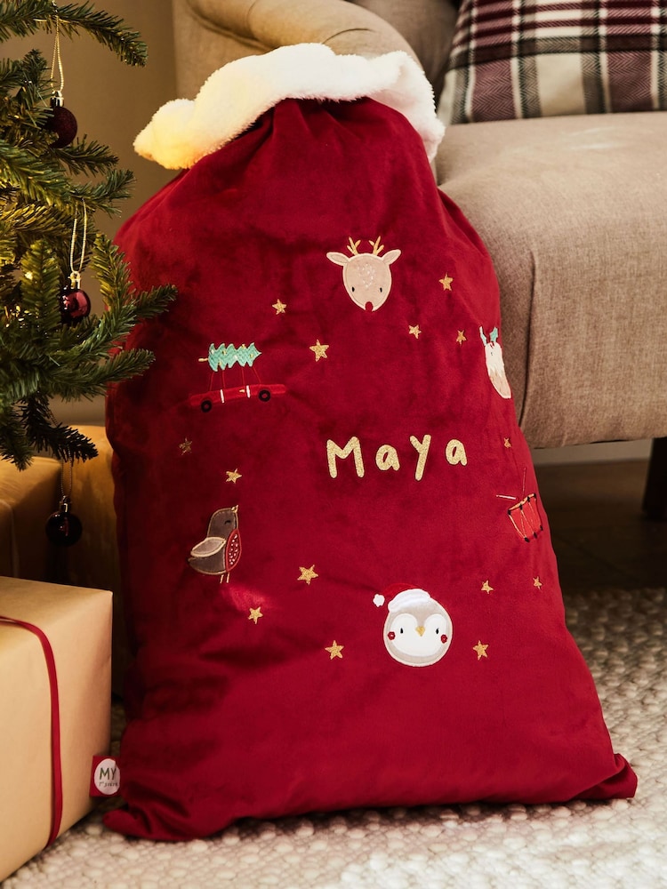 Personalised Plush Red Christmas Sack by My 1st Years - Image 1 of 6