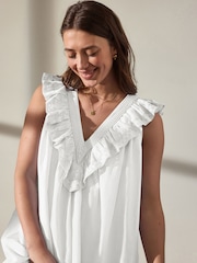 White V-Neck Nightdress - Image 4 of 9