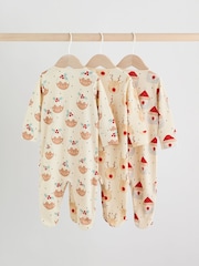 Ecru Baby Christmas Popper Sleepsuits 3 Pack (0mths-2yrs) - Image 2 of 14