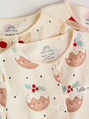 Ecru Baby Christmas Popper Sleepsuits 3 Pack (0mths-2yrs) - Image 8 of 14