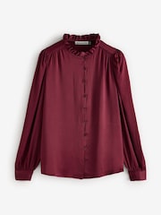 Baukjen Red Evelyn Satin Frill Neck Blouse - Image 4 of 4