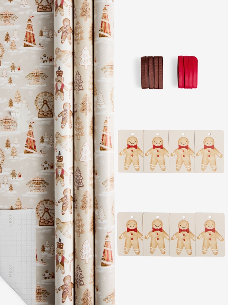 Gingerbread Set of 3, 3m Christmas Wrapping Papers - Image 1 of 1 Gingerbread Set of 3, 3m Christmas Wrapping Papers - Image 1 of 1
