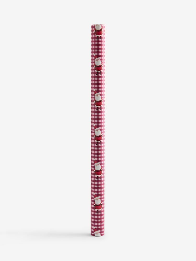 Red Gingham Santa Standard Width, 15m Christmas Wrapping Papers - Image 1 of 5