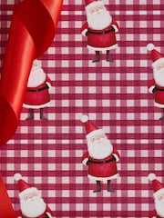 Red Gingham Santa Standard Width, 15m Christmas Wrapping Papers - Image 4 of 5