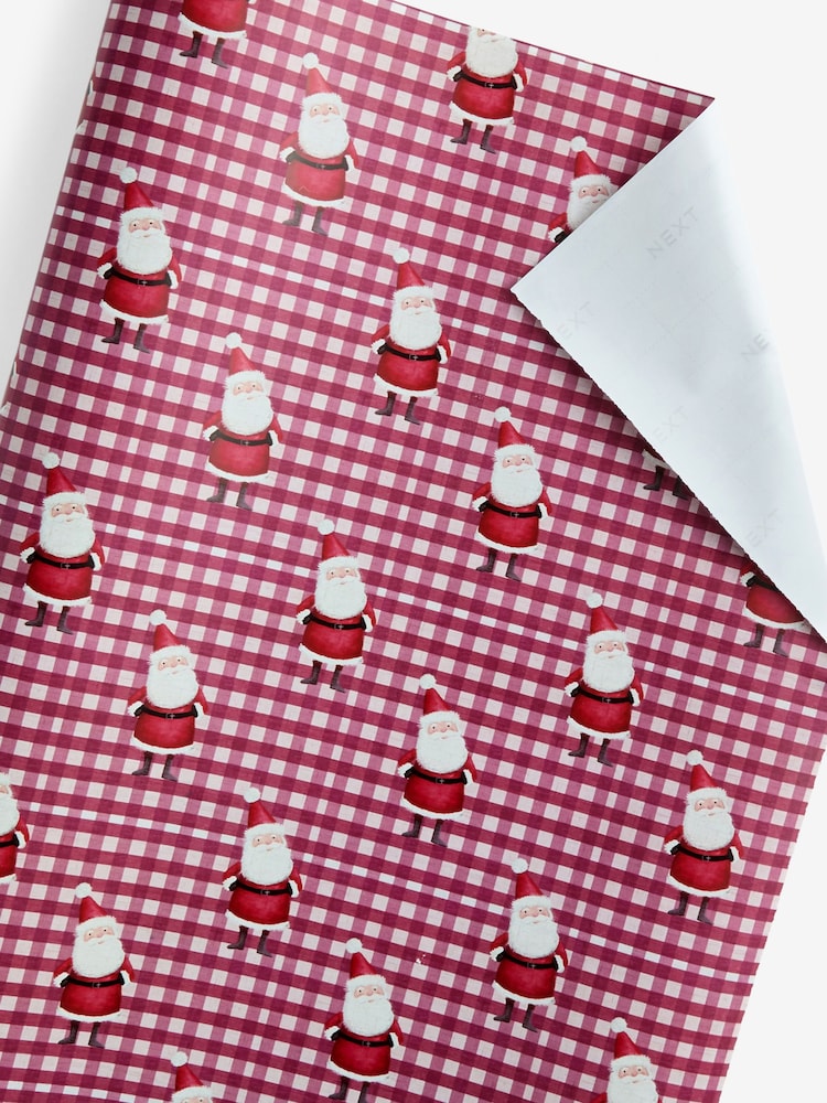 Red Gingham Santa Standard Width, 15m Christmas Wrapping Papers - Image 5 of 5