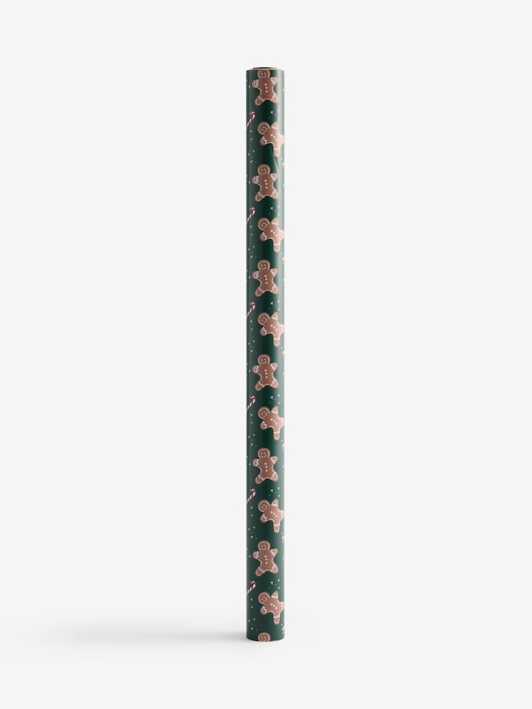 Green Gingerbread Man Standard Width, 15m Christmas Wrapping Papers - Image 1 of 4
