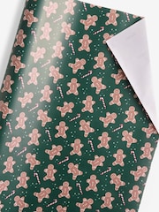 Green Gingerbread Man Standard Width, 15m Christmas Wrapping Papers - Image 2 of 4