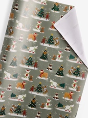 Sage Green Hamish Standard Width, 15m Christmas Wrapping Papers - Image 3 of 4