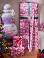 Pink Festive Era Extra Wide, 10m Christmas Wrapping Papers - Image 1 of 4