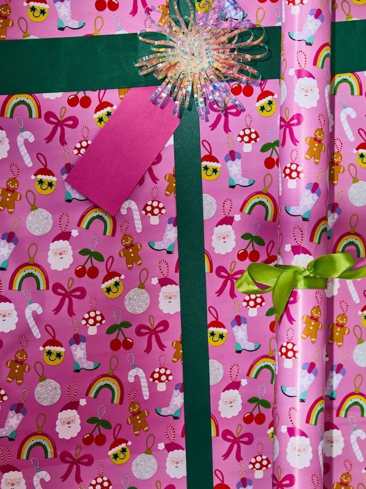 Pink Festive Era Extra Wide, 10m Christmas Wrapping Papers - Image 4 of 4