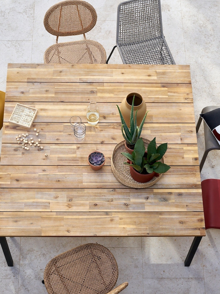 La Redoute Intérieurs Wood Hiba Metal & Acacia Square Garden Table - Image 1 of 4