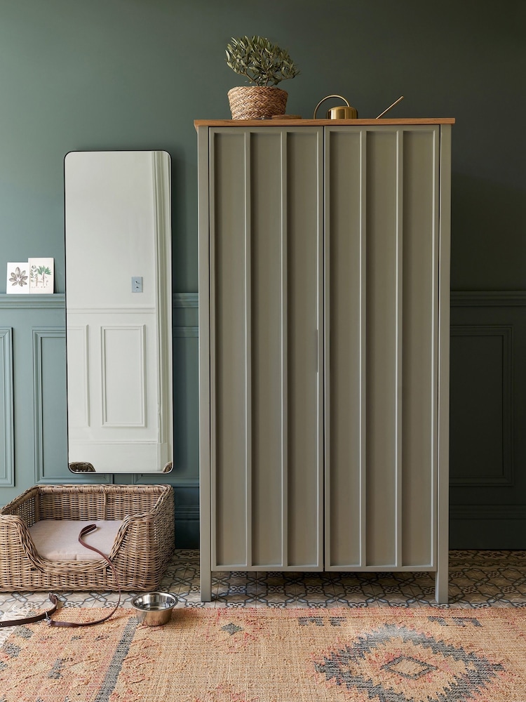La Redoute Intérieurs Light Khaki Green Eugène Painted Pine Double Wardrobe - Image 1 of 6