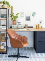 La Redoute Intérieurs Oak Black Hiba Oak & Metal Bookcase Desk - Image 1 of 6