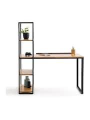 La Redoute Intérieurs Oak Black Hiba Oak & Metal Bookcase Desk - Image 2 of 6