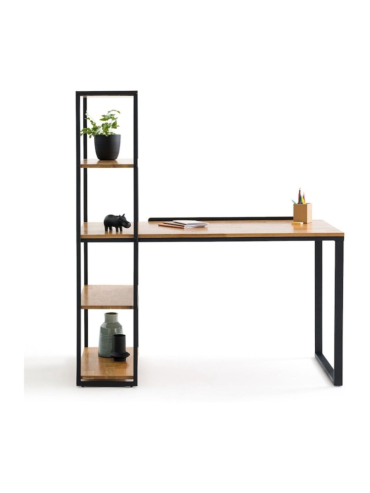 La Redoute Intérieurs Oak Black Hiba Oak & Metal Bookcase Desk - Image 2 of 6