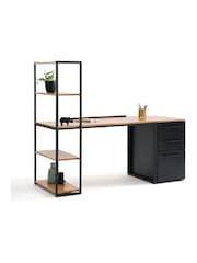 La Redoute Intérieurs Oak Black Hiba Oak & Metal Bookcase Desk - Image 4 of 6