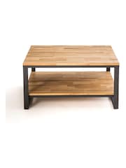 La Redoute Intérieurs Natural Hiba Industrial Square Oak & Steel Coffee Table - Image 2 of 4