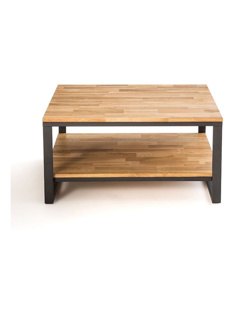 La Redoute Intérieurs Natural Hiba Industrial Square Oak & Steel Coffee Table - Image 2 of 4