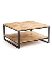 La Redoute Intérieurs Natural Hiba Industrial Square Oak & Steel Coffee Table - Image 3 of 4