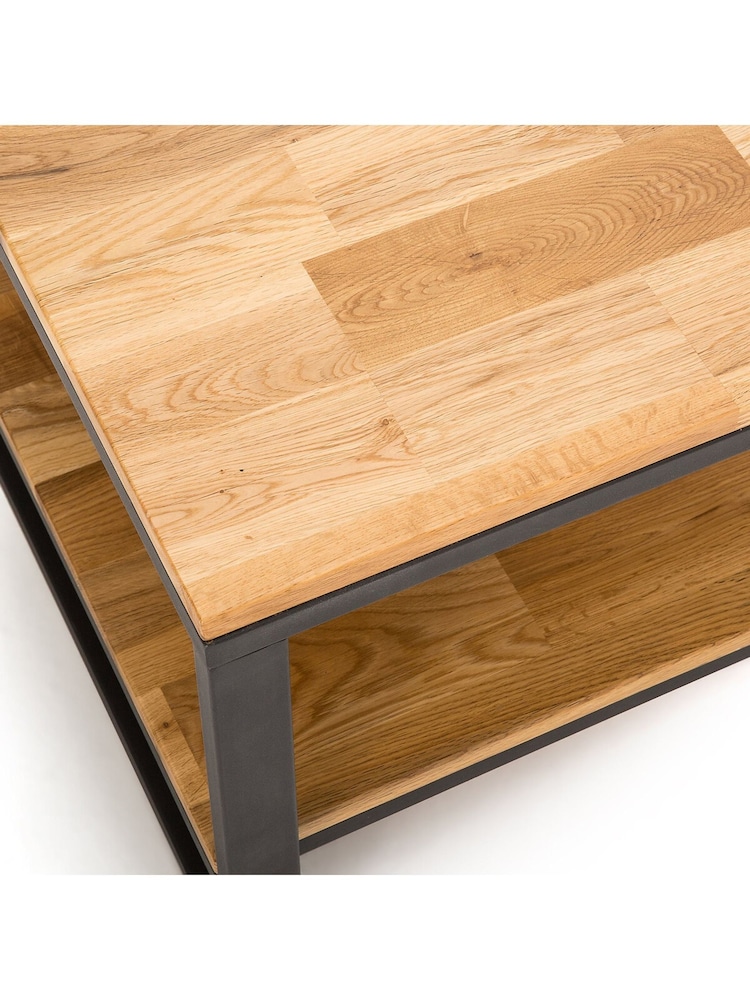 La Redoute Intérieurs Natural Hiba Industrial Square Oak & Steel Coffee Table - Image 4 of 4