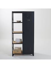 La Redoute Intérieurs Black Hiba 1Door Steel  Oiled Pine Wardrobe Unit - Image 2 of 6