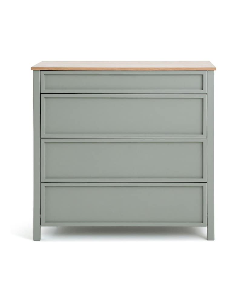 La Redoute Intérieurs Light Khaki Green Eugène Pine Chest of 4 Drawers - Image 2 of 6