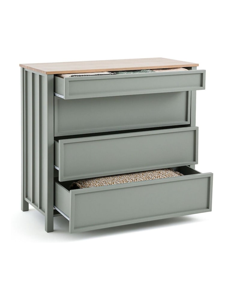 La Redoute Intérieurs Light Khaki Green Eugène Pine Chest of 4 Drawers - Image 6 of 6