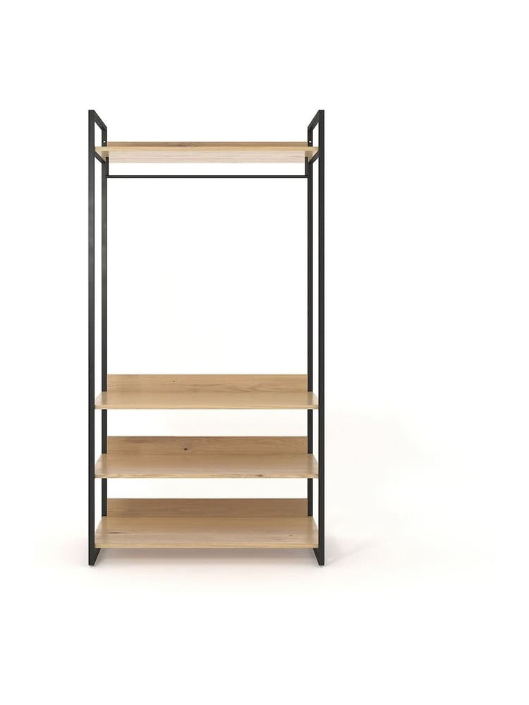 La Redoute Intérieurs Wood Metal Hiba Wide Modular Wardrobe Unit with 3 Shelves  1 Rail - Image 1 of 4