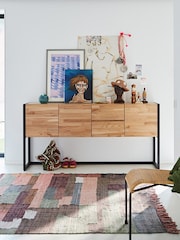 La Redoute Intérieurs Oak Hiba Solid Sideboard in Steel Metal - Image 1 of 6