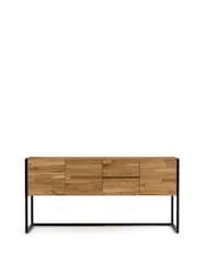 La Redoute Intérieurs Oak Hiba Solid Sideboard in Steel Metal - Image 2 of 6
