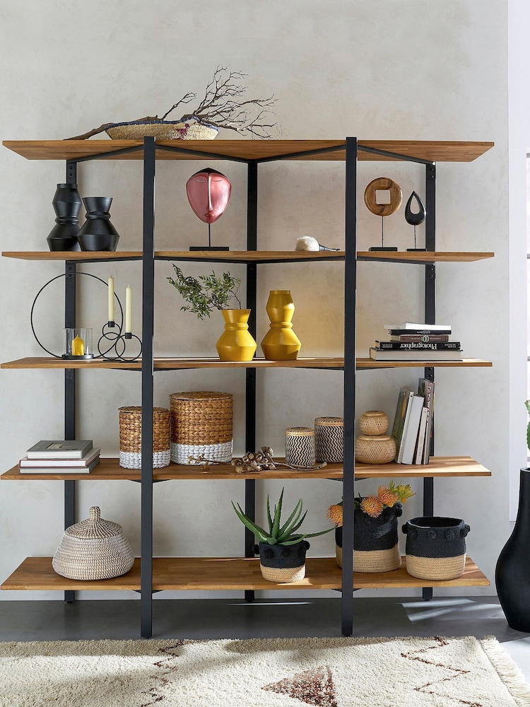 La Redoute Intérieurs Natural Hiba Large Solid Oak and Steel Shelving Unit - Image 1 of 4