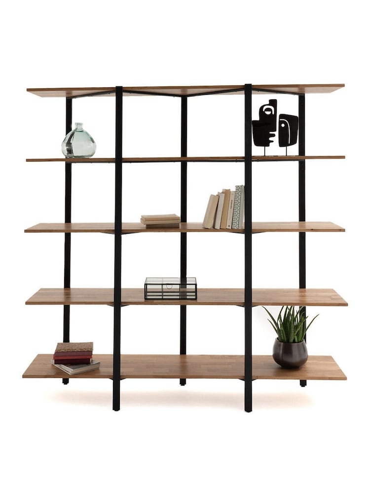 La Redoute Intérieurs Natural Hiba Large Solid Oak and Steel Shelving Unit - Image 4 of 4