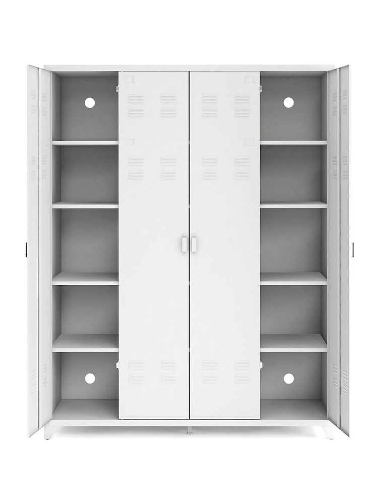 La Redoute Intérieurs White Hiba 4-Door Steel Cabinet - Image 2 of 5
