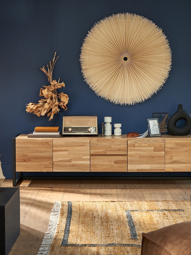 La Redoute Intérieurs Oak Hiba 200cm Solid Metal HiFi TV Cabinet - Image 1 of 6