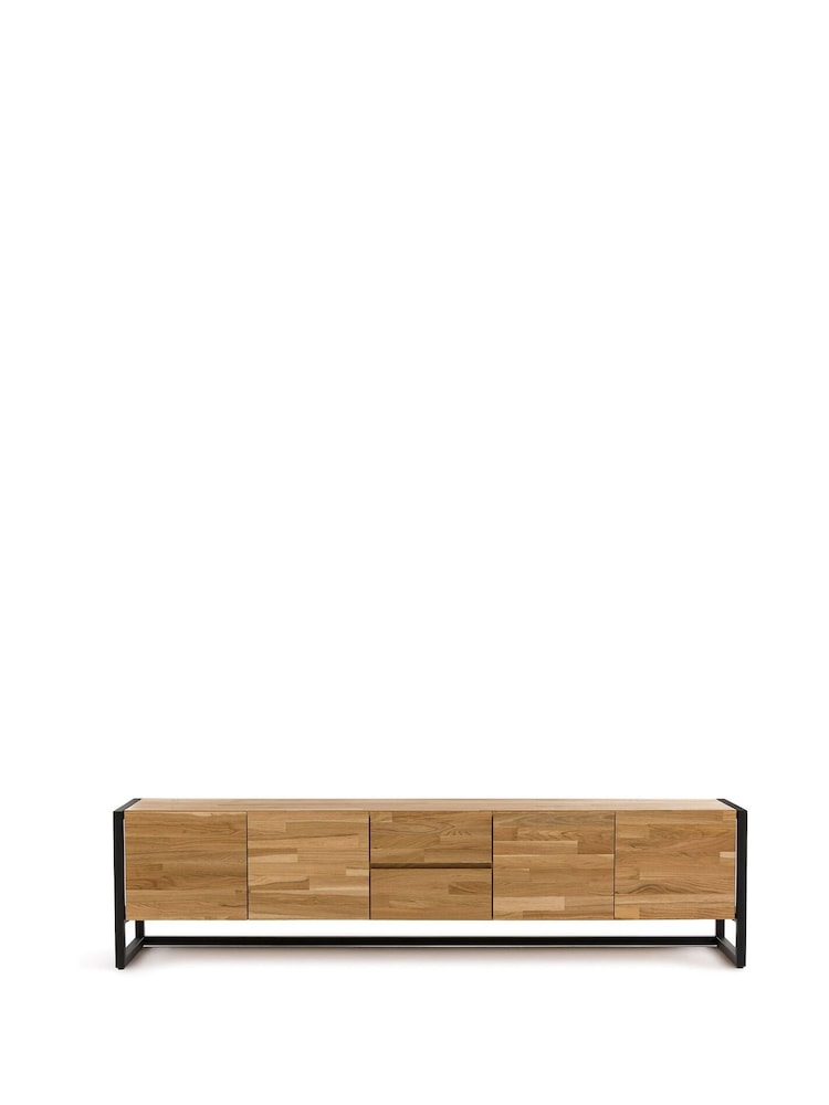 La Redoute Intérieurs Oak Hiba 200cm Solid Metal HiFi TV Cabinet - Image 2 of 6