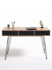 La Redoute Intérieurs Black Wood Biface 3-Drawer Desk - Image 2 of 4