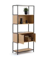 La Redoute Intérieurs Natural Volga Wood  Metal Modular Shelving Unit with 1 Compartment and 2 Doors - Image 2 of 5
