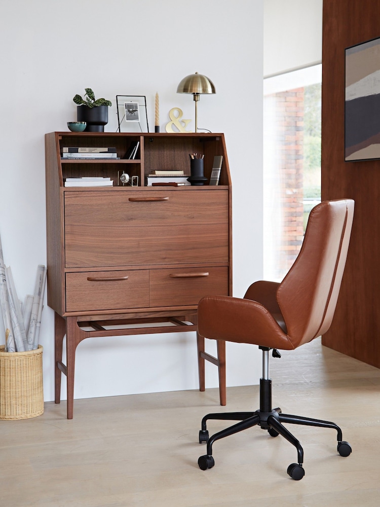 La Redoute Intérieurs Walnut Larsen Vintage Secretary Desk - Image 1 of 6