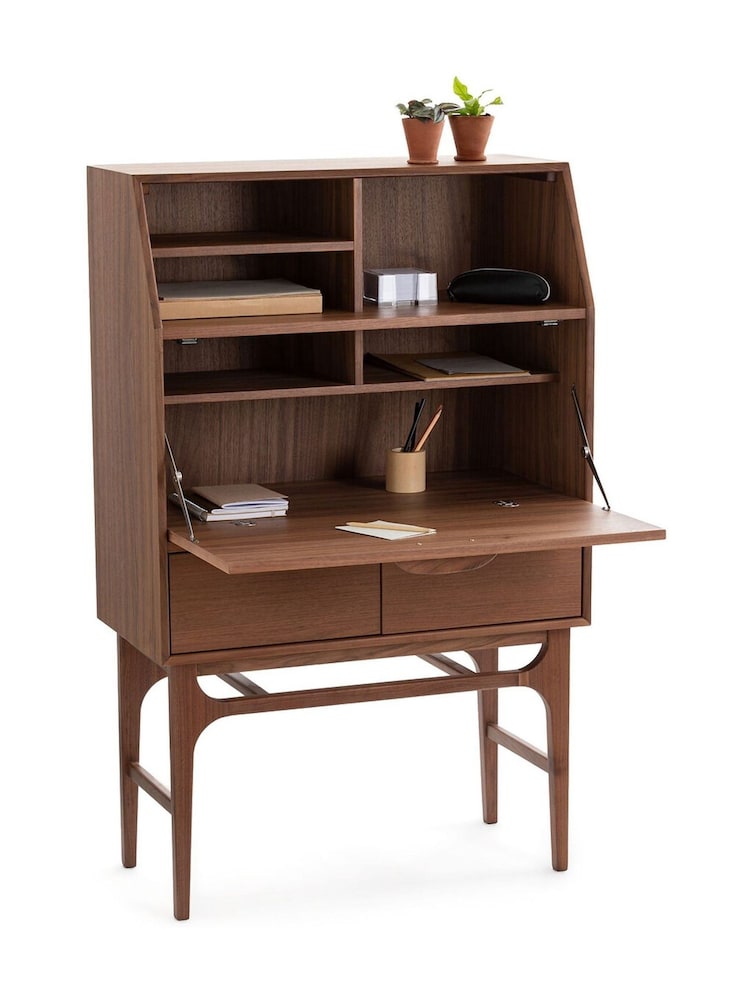 La Redoute Intérieurs Walnut Larsen Vintage Secretary Desk - Image 6 of 6