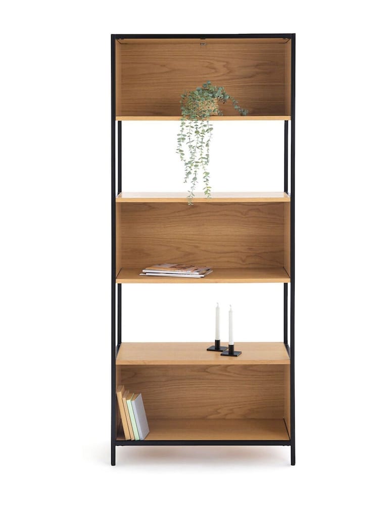 La Redoute Intérieurs Natural Volga Oak  Metal Shelving Unit with 3 Compartments - Image 1 of 5