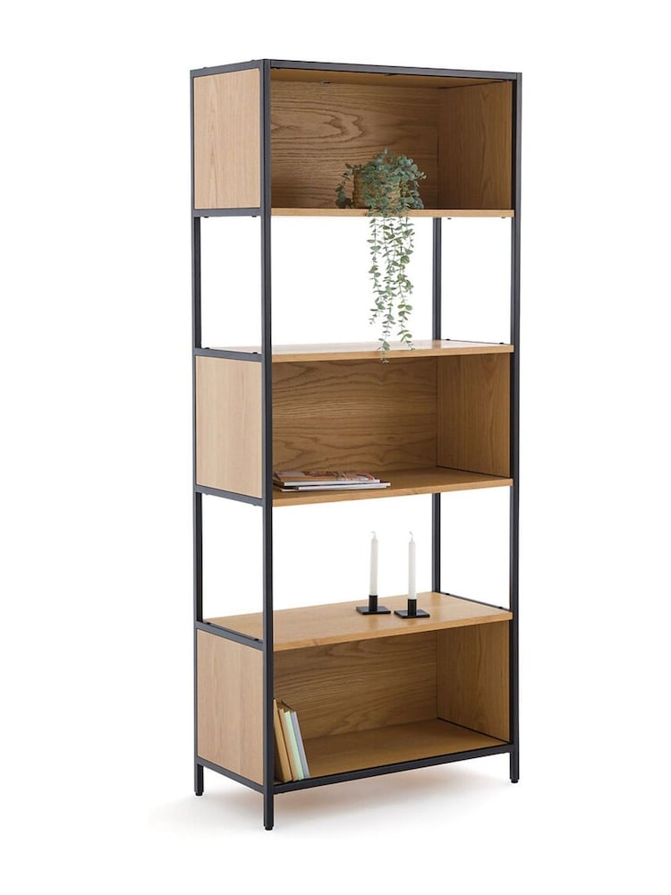 La Redoute Intérieurs Natural Volga Oak  Metal Shelving Unit with 3 Compartments - Image 2 of 5